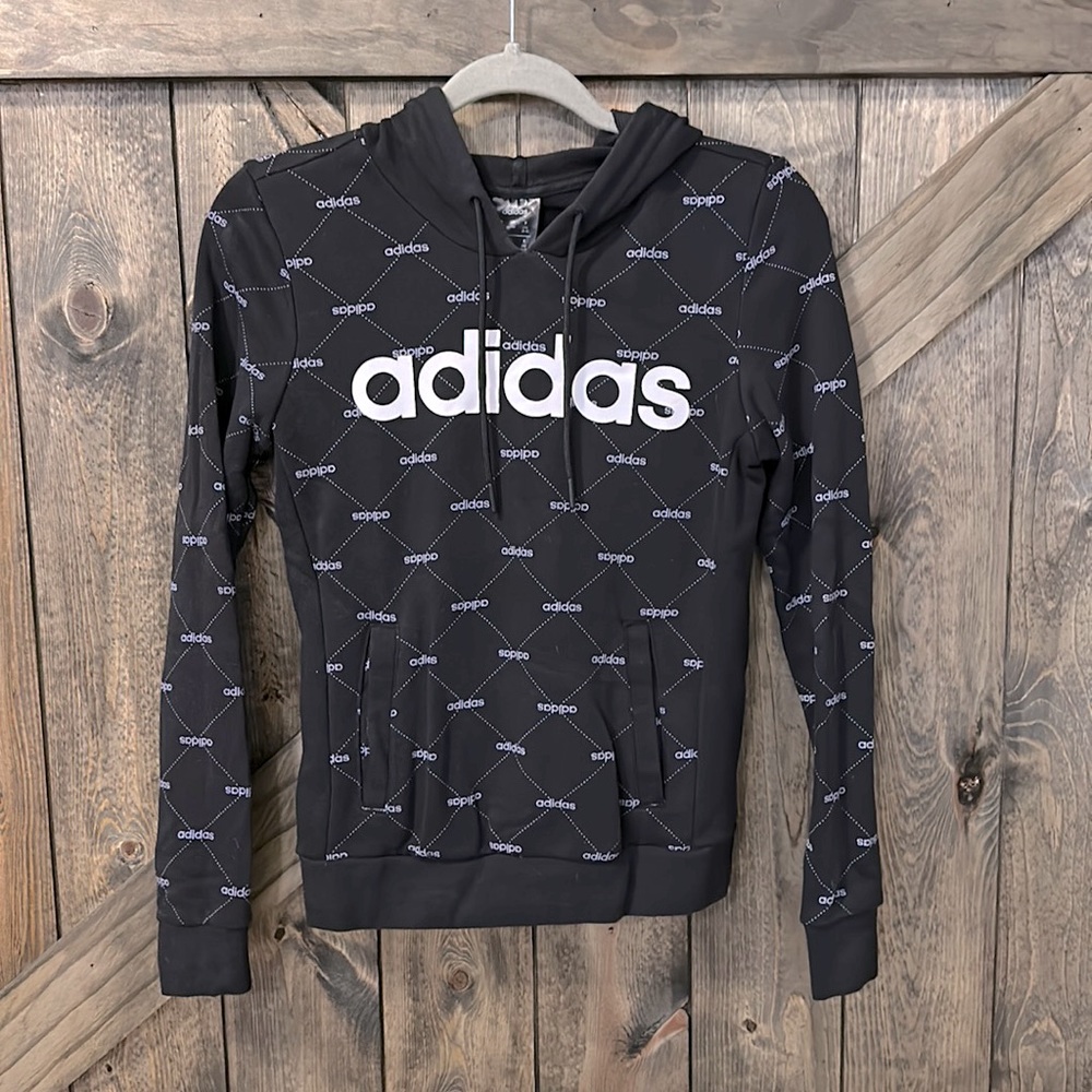 Adidas Black and White Logo‎ Hoodie